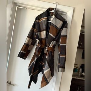 Chicwish Black and Brown Cape with Wide Collar